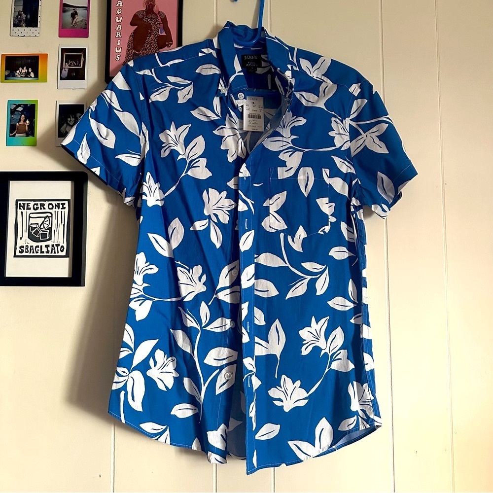 J. Crew Blue and White Floral Shirt